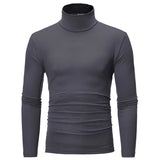 Riolio Autumn  Winter Men's High Neck T-shirt Slim Fit Fashion High Elastic Long Sleeve Cotton Casual Breathable Apparel Pullover