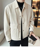 Riolio Korean Style Fashionable High-end Jacket Men's Spring Autumn 2025 New Corduroy Top Trendy Handsome Loose Short Lapel Thin Jacket