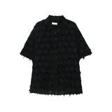 Riolio Summer Clothing Men's Light Luxury Retro Chic Korean Popular Shirts Button-down Short Sleeve Solid Color Leisure Dress Shirt