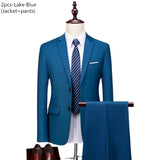 Riolio WELL DRESSED MEN 3 Piece Men's Wedding Suit Fashion Men's Slim Solid Color Business Office Suit Sets Large Size Men Blazer+ Pants + Vest