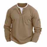 Riolio  Autumn Winter Men's T-shirt Fake Two-piece V-neck Fashion Splicing Bottoming Shirt Long Sleeves Tee