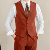 Riolio  Men Vest White Collar Vintage With Lapel Single Button Waistcoat For Wedding Groom Banquet Temperament Slim Men Suit Vest