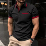 Riolio  Summer Men's Short sleeve Polo Shirts Fashion Business Casual Polos Man Patchwork Turn Down Collar Sports Tees Tops Streetwear