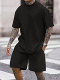 Riolio  Men's Streetwear Summer Cotton T Shirt Shorts Sets Women Loose Solid Casual T-Shirt Suit Jogging Short Sleeve Short Pants