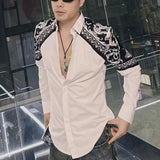 Riolio  Palace Style Business Contrast Color Splicing Slim Long-sleeved Shirt Men Autumn and Winter New Casual Shirt