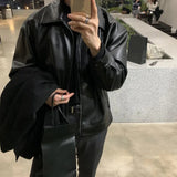 Riolio  Mens Autumn And Winter Retro Leather Casual Loose Short Leather Jacket Men'S Handsome And Elegant British Jacket Tops
