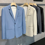 Riolio Korean Style Loose Men Blazer Spring Summer Hip Hop Loose Suit  Kpop Oversized Tops Ulzzang Fashion Coat Streetwear Jackets