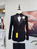 Riolio  Double Breasted Men's Formal Business Suit Set 2 Pieces Handsome Man Slim Fit Tuxedo Wedding Groom Sets Performance Outfit