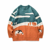 Riolio New 2025 Autumn Winter Men Cows Vintage Sweaters Pullover Mens O-Neck Korean Fashions Sweater Casual Harajuku Clothes Knitted