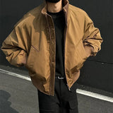 Riolio  American flight jacket men's autumn baseball Jacket Men Stand Collar Thick Bomber Jacket Mens Casual Zip Up Short Jacket