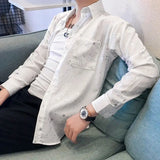 Riolio  Internet Celebrity Five-pointed Star Shirt Men's Long-sleeved Casual Silky Ins Handsome Hair Stylist Trendy Star Versatile Shirt