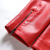 Riolio Men Quality Casual PU Leather Coat.Red Slim Rider Style Leather Jacket Popular Young Leather Jackets