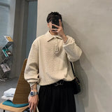Riolio  New Lapel Sweatshirt Men's American High Street Loose Top Fashionable Skinny Pullover Polo Shirt