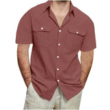 Riolio  Men's Short Sleeve Button-Down Shirt with Dual Pockets