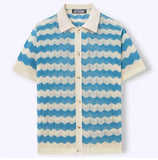 Riolio  New High-quality Breathable Fabric Knitted Cutout T-shirt Spring/Summer Men's Business Casual Striped Shirt Men Clothing