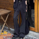 Riolio  Mens Trousers With Straps Drapes Casual Pants Streetwear Fashion Dark Personality Versatile Straight Pants Men'S Clothing