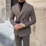 Riolio  New Vintage Men's Suit 2 Pieces Business Formal Casual Double Breasted Slim Fit Suits Party Wedding Dress Costume Male Suit