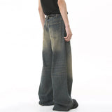 Riolio New Men's Baggy Straight Leg Wide Leg Jeans Male Fashion Vintage Wash Casual Denim Pants Youth Popular Brand Streetwear Trousers