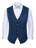 Riolio Men's Suede Leather Vest Vintage Denim Sleeveless Jacket Slim Fit Wedding Vest Vests for Men Suits High Quality Steampunk Man