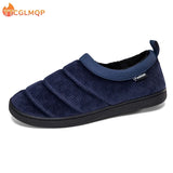 Riolio  Unisex Home Men Cotton Slippers Winter Casual Indoor Outdoor Non Slip Shoes Warm Velvet Sneakers Men Women Snow Slippers