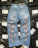 Riolio Y2K Baggy Jeans Harajuku Vintage Cherry Blossom Embroidery High Quality Jeans Streetwear Hip Hop Gothic Men Women Wide Leg Jeans