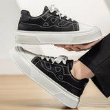 Riolio  New plus size student sports shoes versatile thick sole height increasing white shoes men's casual board shoes