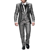 Riolio  3 Piece Purple Men's Suit Notch Lapel 1 Buttons Slim Fit Blazer Vest Pant Set Breathable Lightweight For Groom Business Casual