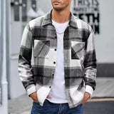 Riolio winter fits men Men Vintage Shirt Jacket Men's Plaid Print Shirt Coat Casual Button Down Jacket with Long Sleeve Fleece Shacket for Autumn