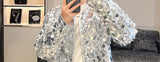 Riolio Shiny Sequins Jacket for Men Black Silver Sparkle Long Sleeve Casual Bomber Jacket Male Party Club Fashion High Street Coats