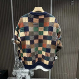 Riolio  Autumn Winter New Fashion Round Neck Long Sleeve Plaid Men's Clothing Hoodies Printing Patchwork Pullovers Korean Trend Chic Top