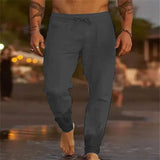 Riolio  Men's Beach Pants Joggers Streetwear Cotton Linen Sweatpants Casual Pants Hawaiian Vacation Loose Summer Straight Pants Male