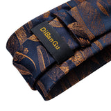 Riolio Classic Navy Blue Men's Tie Striped Paisley Floral Necktie Pocket Square Cufflinks Business Tie Set Cravat Gift For Men