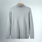 Riolio New Korean Fashion Men Sweater Light Luxury Trendy Turtleneck Knit Solid Color Pullover Leisure Retro Long Sleeve Basic Knitwear