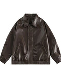Riolio Japanese Street Hot Casual Jacket American Fashion Loose Versatile Lazy Style Spring Autumn Leather Jacket Long-sleeved Coat Men