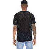 Riolio Stylish Men T-shirt Mid-length Solid Color Soft Breathable See-through Men Shirt  Men Shirt Daily Wear