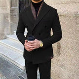 Riolio  New Vintage Men's Suit 2 Pieces Business Formal Casual Double Breasted Slim Fit Suits Party Wedding Dress Costume Male Suit