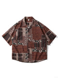 Riolio  Spring and Summer New Men's Short Sleeved Floral Shirt Cardigan Hawaii Style Loose Men's Short Sleeved Shirt