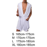 Riolio 2Men’s Summer Milk Silk Bathrobe Hooded Sleeveless Bathrobe Pajamas Slimming Medium And Long Fitting Household Clothing