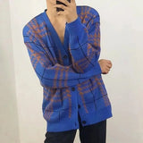 Riolio  Mens Knit Sweater Striped Contrast Color Casual Sweater Autumn Streetwear Personality All-Match Long-Sleeve Top Men'S Clothing