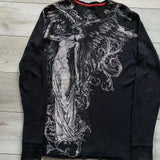 Riolio Y2K Affliction Long sleeved T shirt Fashion Round Neck Oversized T shirt New  Mens Womens Casual Gothic Clothing Tops Streetwear