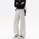 Riolio  White Jeans Men Straight Leg Drag Pants Classic Plain Denim Trousers Unisex Neutral Minimalist Jeans Wholesale Fashion 2025