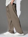 Mens Corduroy Pants With Drawstring Waist Loose Fit Casual Trousers