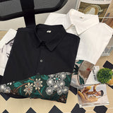 Summer Embroidered Shirts Men Fashion Casual Flower Shirts Mens Japanese Streetwear Loose Short Sleeve Shirts Men Plus Size