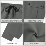 Riolio  Men's Casual Cargo Pants Elastic Waist Drawstring Straight Leg Trousers with Multi Pockets