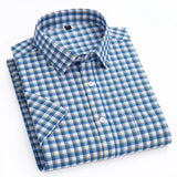 Riolio  Hight qulity summer 100%cotton thin short sleeve shirts for men slim fit formal shirt soft designer tops korean popular clothes