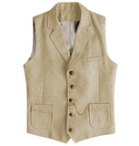 Riolio  Vintage Business Formal Wedding Vest with Pockets, Retro Office Party Sleeveless Jacket Office Party Slim Fit Business Waistcoa