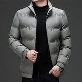 Riolio Male Casual Autumn Fleece Jacket Men Warm Jacket Winter Parka Windbreaker Cotton Stand Colla Padded Anorak Thick Black Men Coat
