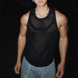 Riolio  Mens Vest Hollow Jogging Casual Thin Tank Top Breathable Daily Sports Fitness Gym Sleeveless T-Shirt Men'S Clothing New