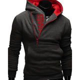 Riolio Men's Hoodies Long Sleeve Sweatshirts for Men Zipper Hooded Pullover High Neck Mens Sweatshirt Top Jacket Coat Black Sweater