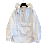 Riolio  Spring Autumn Mens Anorak Jackets Fashion Man Half zip Streetwear Hip Hop Hooded Coats Men Loose Fit Windbreaker Work Jackets